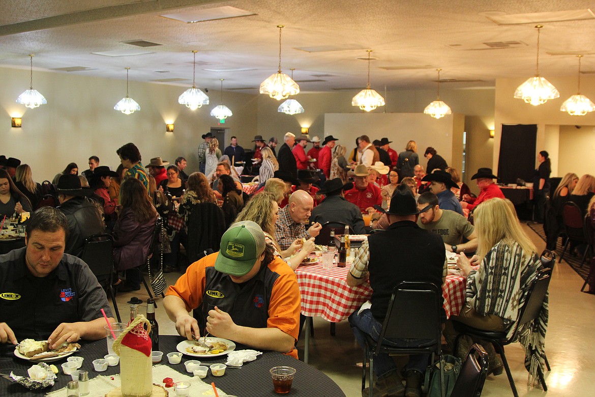 Around 200 people piled into the Elks Lodge event hall Saturday for the Moses Lake Roundup Rodeo Banquet, according to Marketing Director Sue Tebow, in celebration of rodeo donors and members.