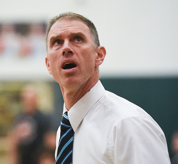 Head coach Scott Smith voices his displeasure with the lack of a foul call during the Bulldogs’ home loss last Tuesday. (Daniel McKay/Whitefish Pilot)