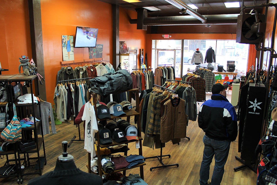 The Fox & Hare Mountain Wear showroom, boasting several named-brand clothing lines.