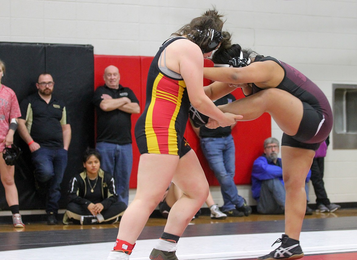 Casey McCarthy/Columbia Basin Herald Wahluke’s Laly Gonzalez secured her chance to represent the Warriors in Tacoma, taking third in the 155-pound division at the Region IV tournament in Othello.