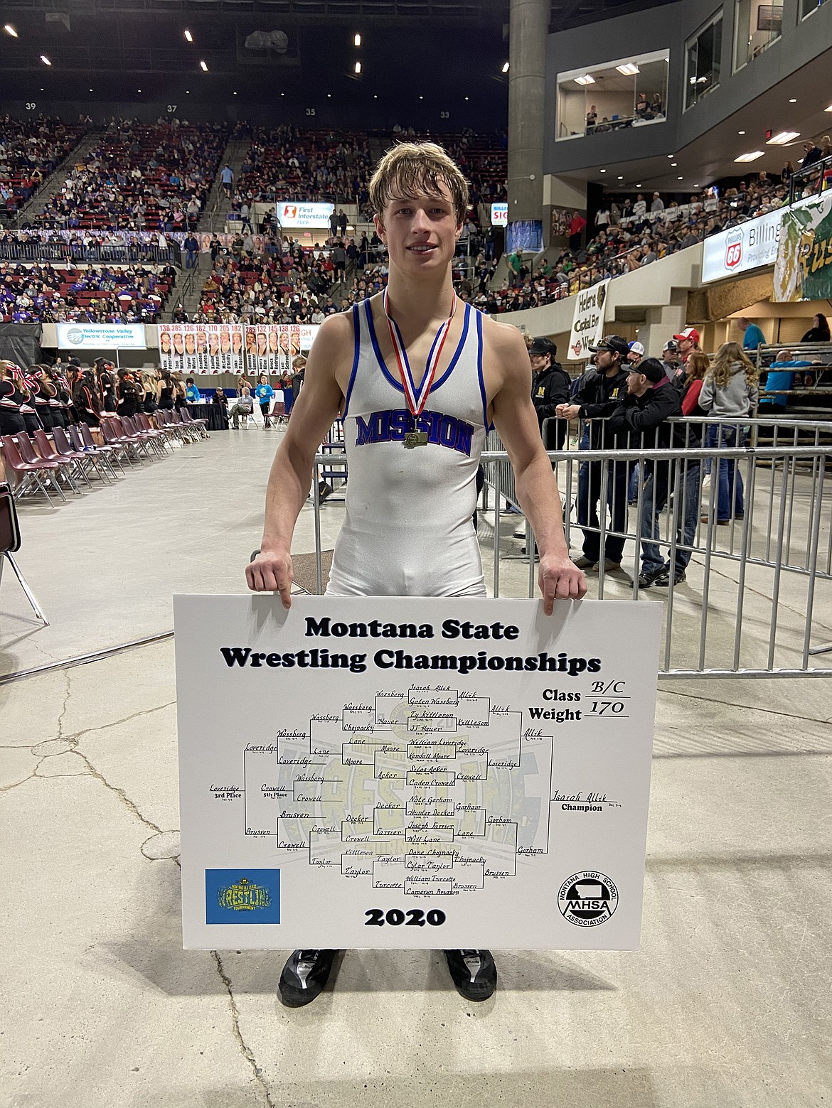 Mission-Charlo's Isaiah Allik completed his undefeated season last week at the Montana State All-Class Championships at MetraPark in Billings. (Photo courtesy Daisy Adams)