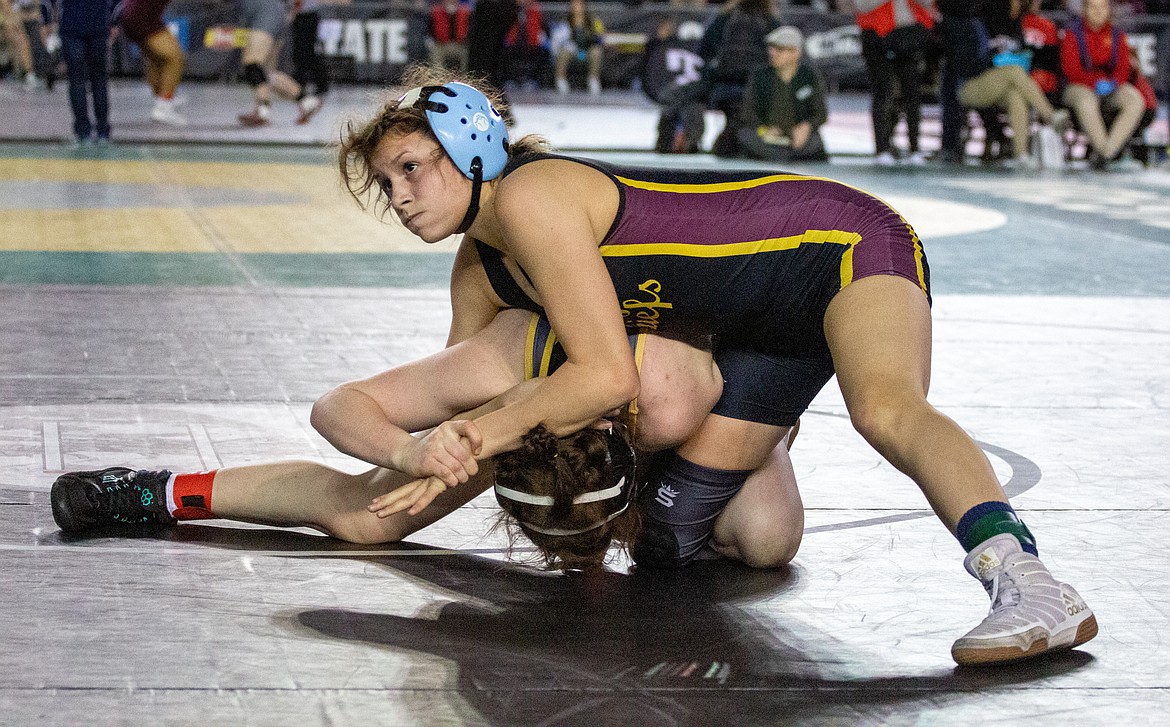 Casey McCarthy/Columbia Basin Herald Moses Lake freshman Bianca Johnson finished fourth at 115 in her first trip to the Tacoma Dome for the Mat Classic.