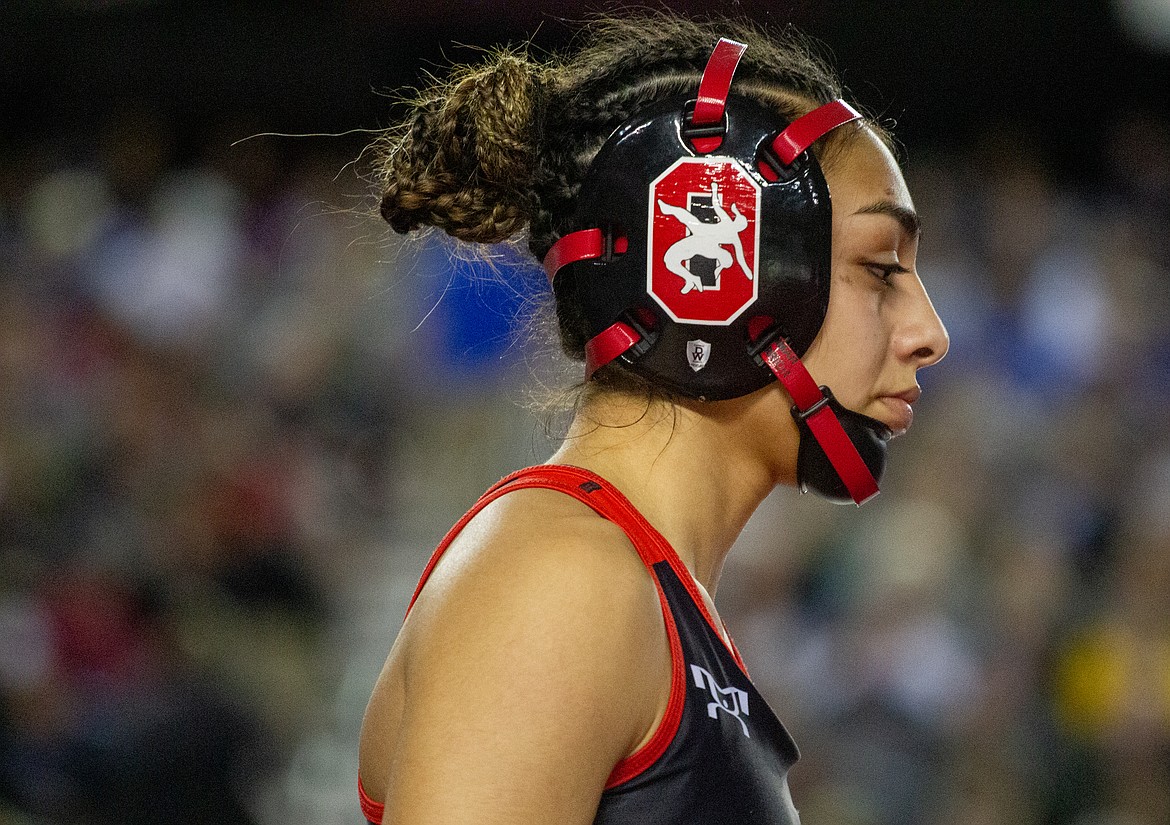 Casey McCarthy/Columbia Basin Herald Othello's Emily Mendez zones in before going for the title, a year after falling just short in the Tacoma Dome.