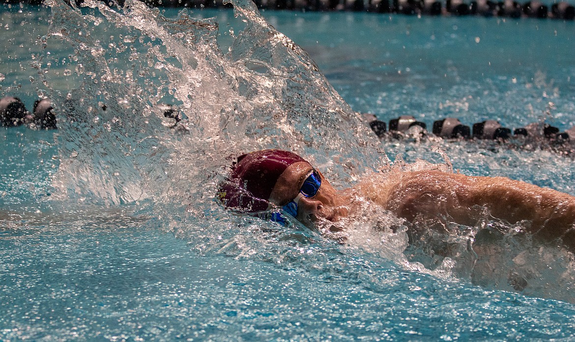 Casey McCarthy/Columbia Basin Herald Dylan Bond beat his preliminary time in the 200 freestyle by roughly two seconds in the consolation finals on Saturday as the Moses Lake senior finished thirteent