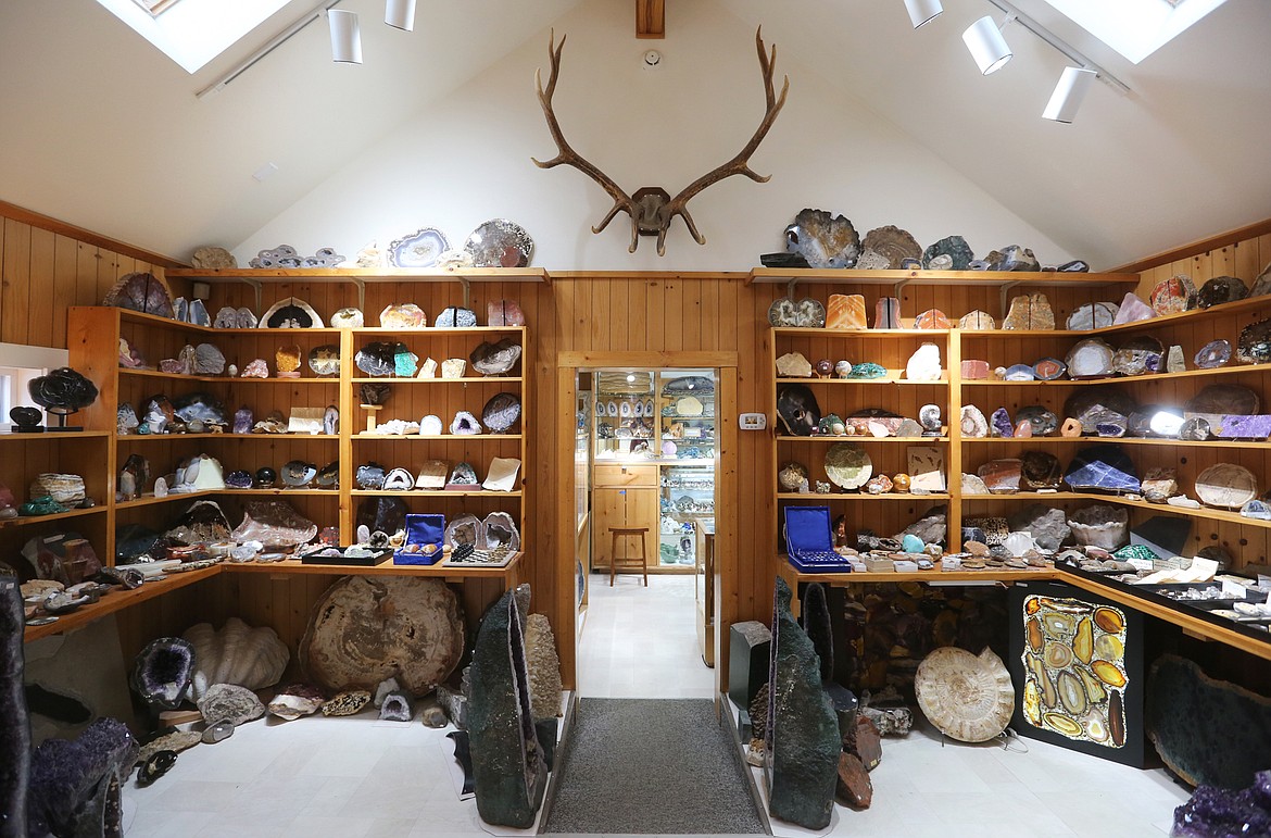 Agates, fossils, crystals and more fill the third room of Kehoe’s Agate Shop on Feb. 14. (Mackenzie Reiss/Daily Inter Lake)