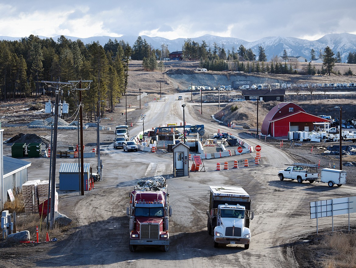 Car and truck traffic passes through the entrance and exit station at the county landfill on March 3. (Casey Kreider/Daily Inter Lake)