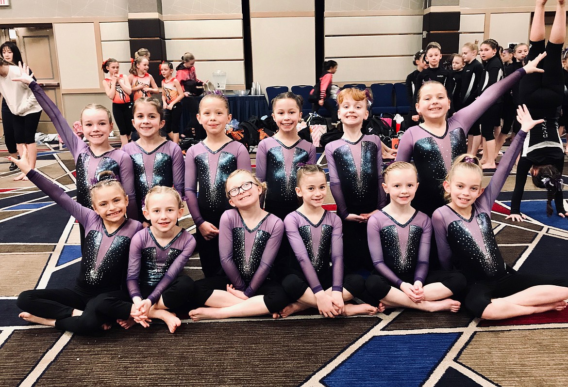 Courtesy photo 
 Avant Coeur Gymnastics Level 3s took 3rd Place Team on Feb. 20 at the Great West Gym Fest at The Coeur d'Alene Resort. In the front row from left are Karly Harmon, Mila Behunin, Jadyn Jell, Lucky Call, Olivia Hynes and Evelyn Haycraft; and back row from left, Quinn Howard, Lexie Gersdorf, Summer Nelson, Julianna Bonacci, Sophie Phillips and CC Miller.