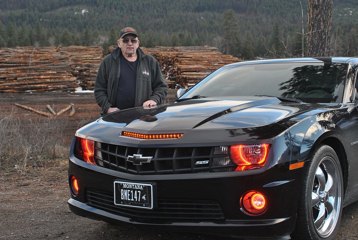 Jim Burr has delivered countless truck loads to the log yard behind him in St. Regis, but now he’ll be hauling down the quarter mile in his Camaro. (Amy Quinlivan/Mineral Independent)