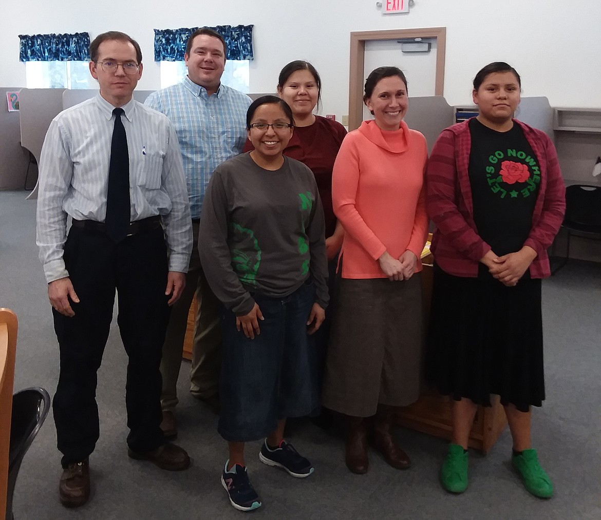 From left, are Northwest Indian Bible College faculty and students Gilbert Camp, Daniel Hardy, Jr., Demetria Woody, Keisha Marks, Melissa Nale and MarJinna Bad Wound. (Monte Turner/Mineral Independent)