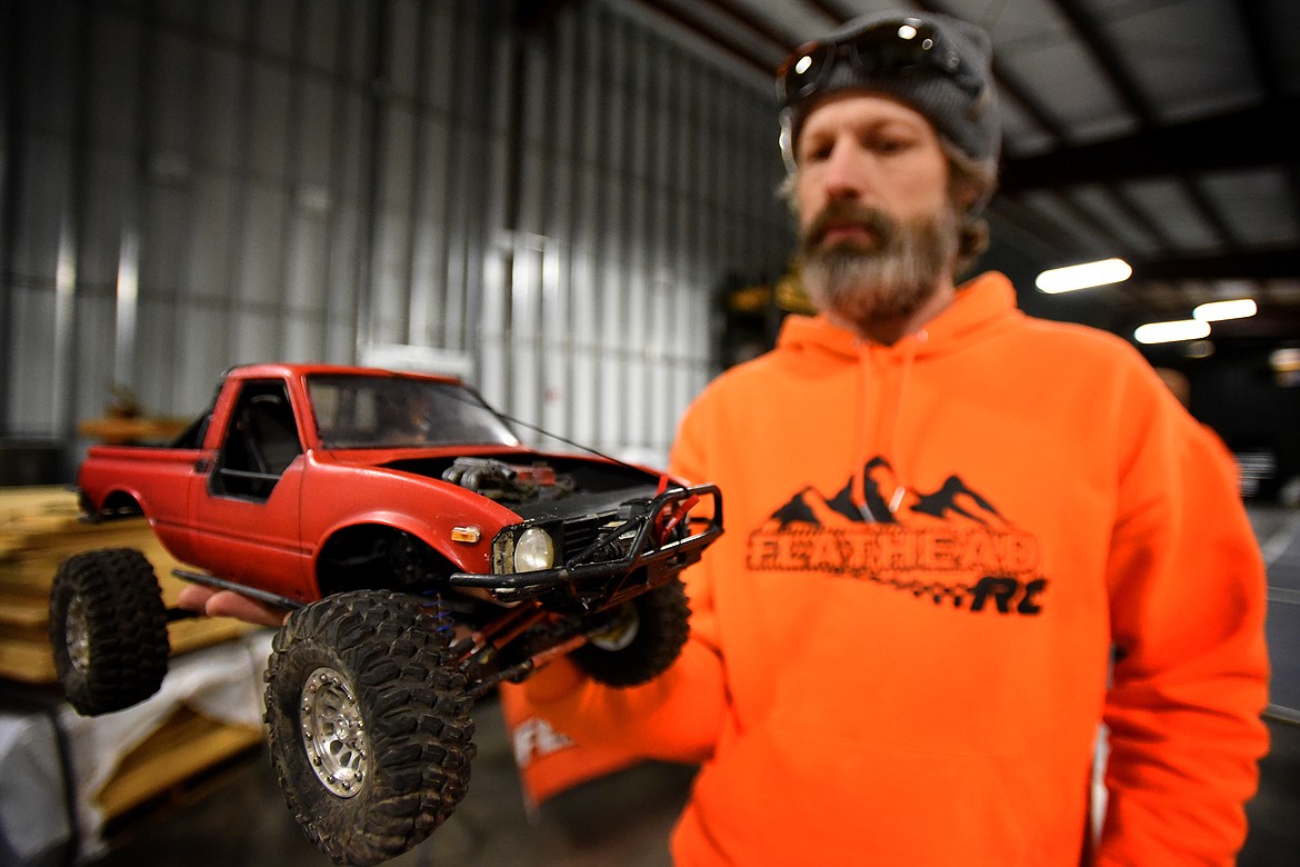 Cory Hutchison shows the detail of his custom-built and painted crawler. (Jeremy Weber/Daily Inter Lake)