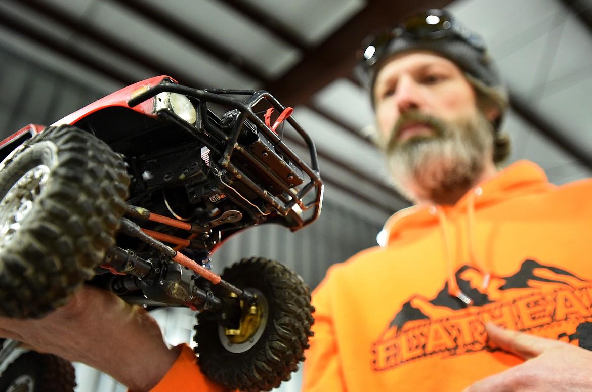 Cory Hutchison shows the detail of his custom-built and painted crawler.