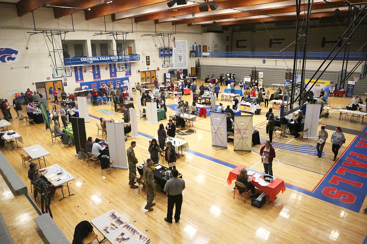 Representatives from more than 50 local employers met with job-seekers Thursday afternoon at the Columbia Falls Job Fair at Columbia Falls High School. (Mackenzie Reiss/Daily Inter Lake)