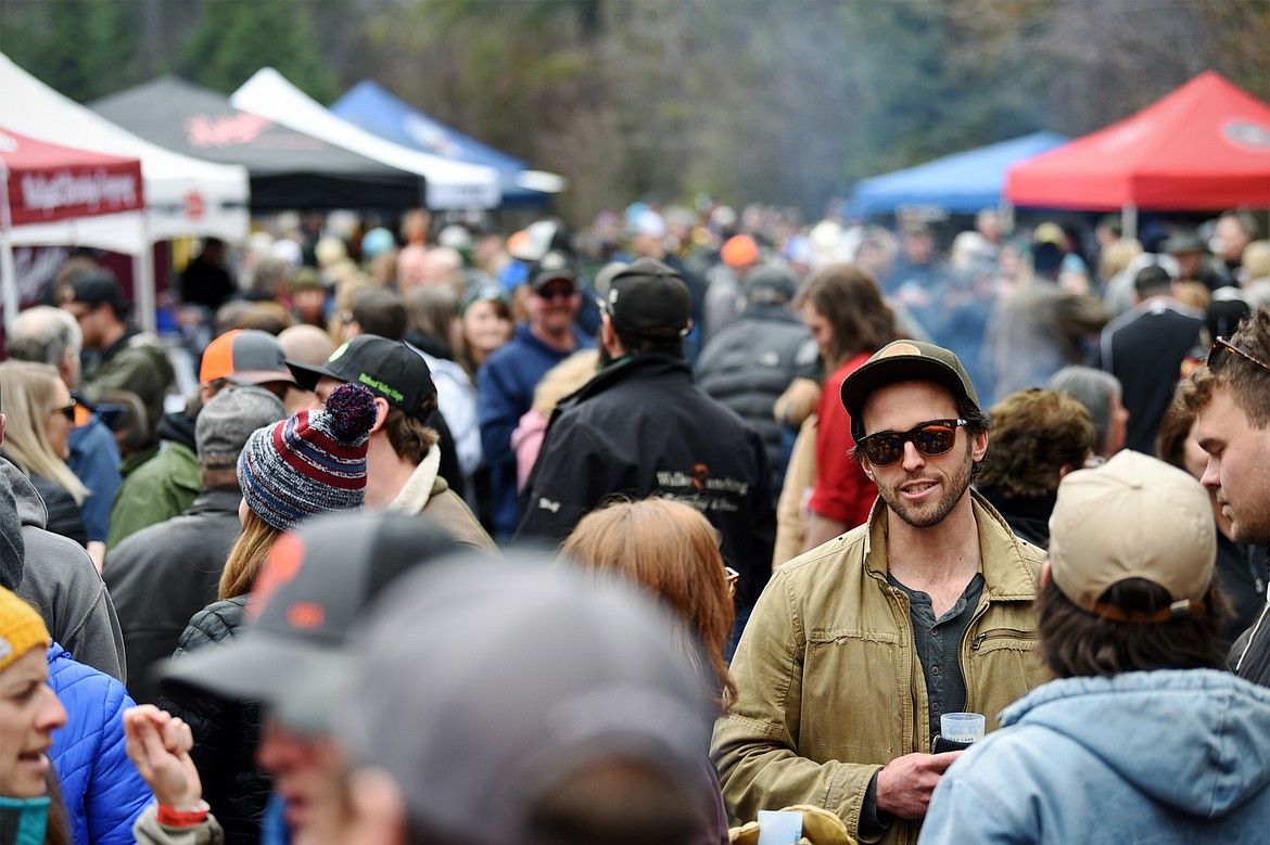 Attendees enjoy the Bigfork Brewfest at the Harry Horn Day Use Area of Wayfarers State Park on Saturday, March 7. (Casey Kreider/Daily Inter Lake)