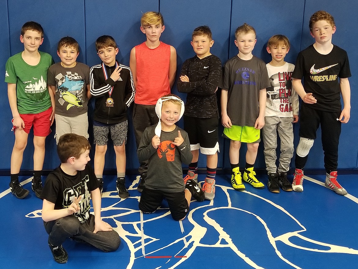 Buzzsaw Wrestling Club placers at the recent Spring Big Cat Open, in the front from left, Kade Robbins and Brody Myers; and back row from left, Eli Gross, Brody Paragamian, Cole Armstrong, Dalton Gilbert, Carter Newby, Kruz Quiring , Rylan Valdez and Brock Armstrong. Not pictured are Scott Pickens and Niko Piazza.