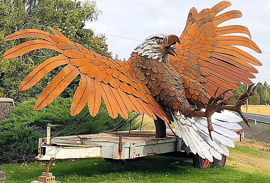 Todd Berget’s eagle No. 90 is on display along Interstate 90 near Cheney, Wash. (Courtesy photo)