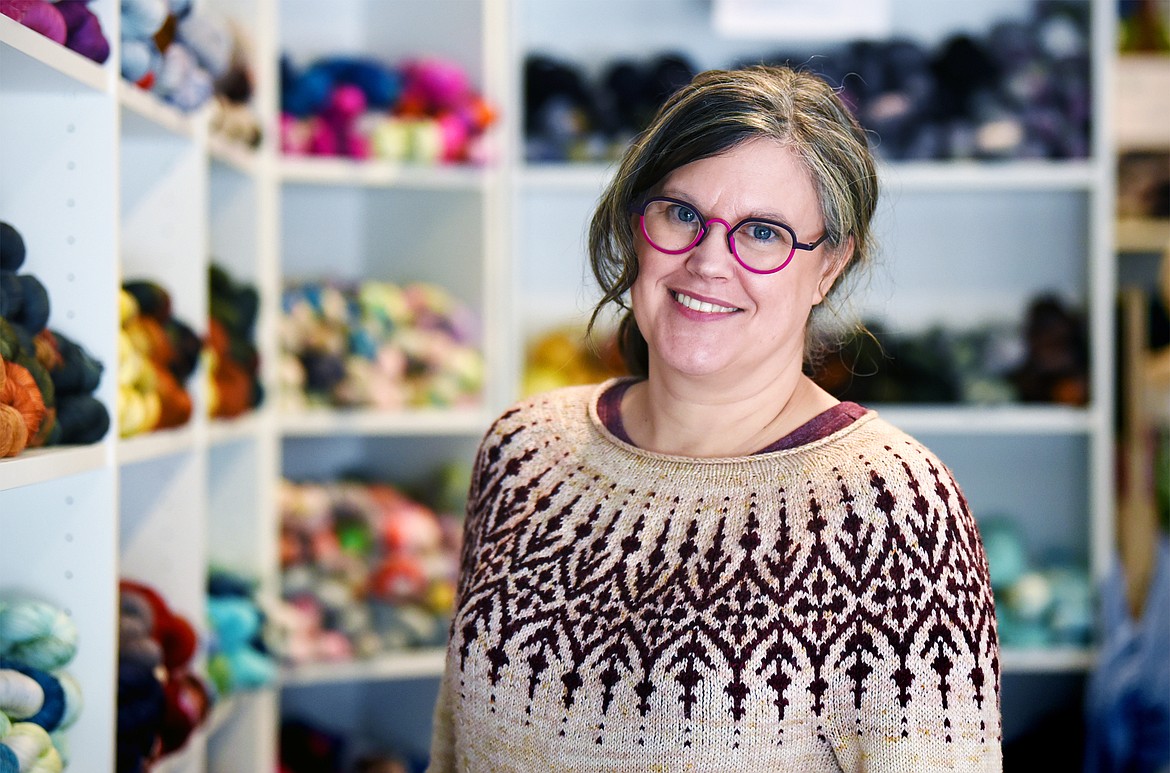 Aimee Alexander at Polka Dot Sheep Fine Yarns in Whitefish on Wednesday, March 25. (Casey Kreider photos/Daily Inter Lake)