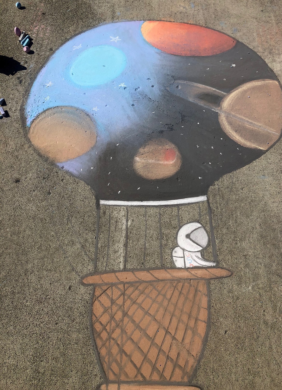 Artwork by Ryan Hays, 13, of Moses Lake, in chalk on driveway pavement.