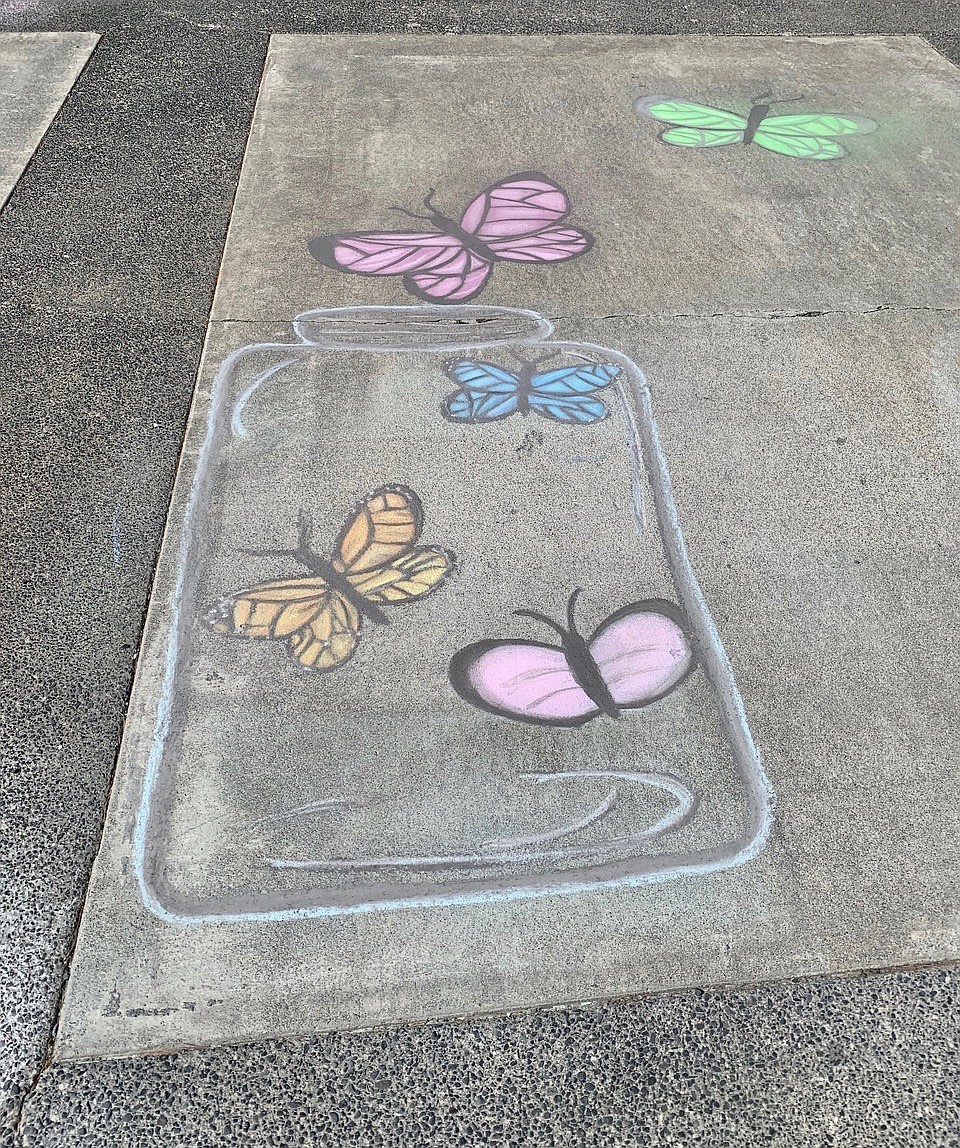 Artwork by Ryan Hays, 13, of Moses Lake, in chalk on driveway pavement.