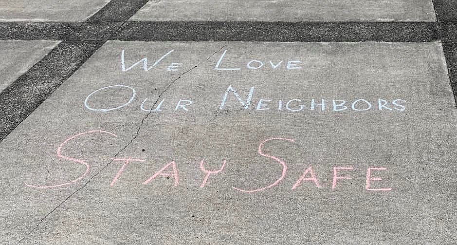 Chalk messages and drawings have been done on driveways around the Ridgeview/Parker Springs neighborhood to brighten people’s days.