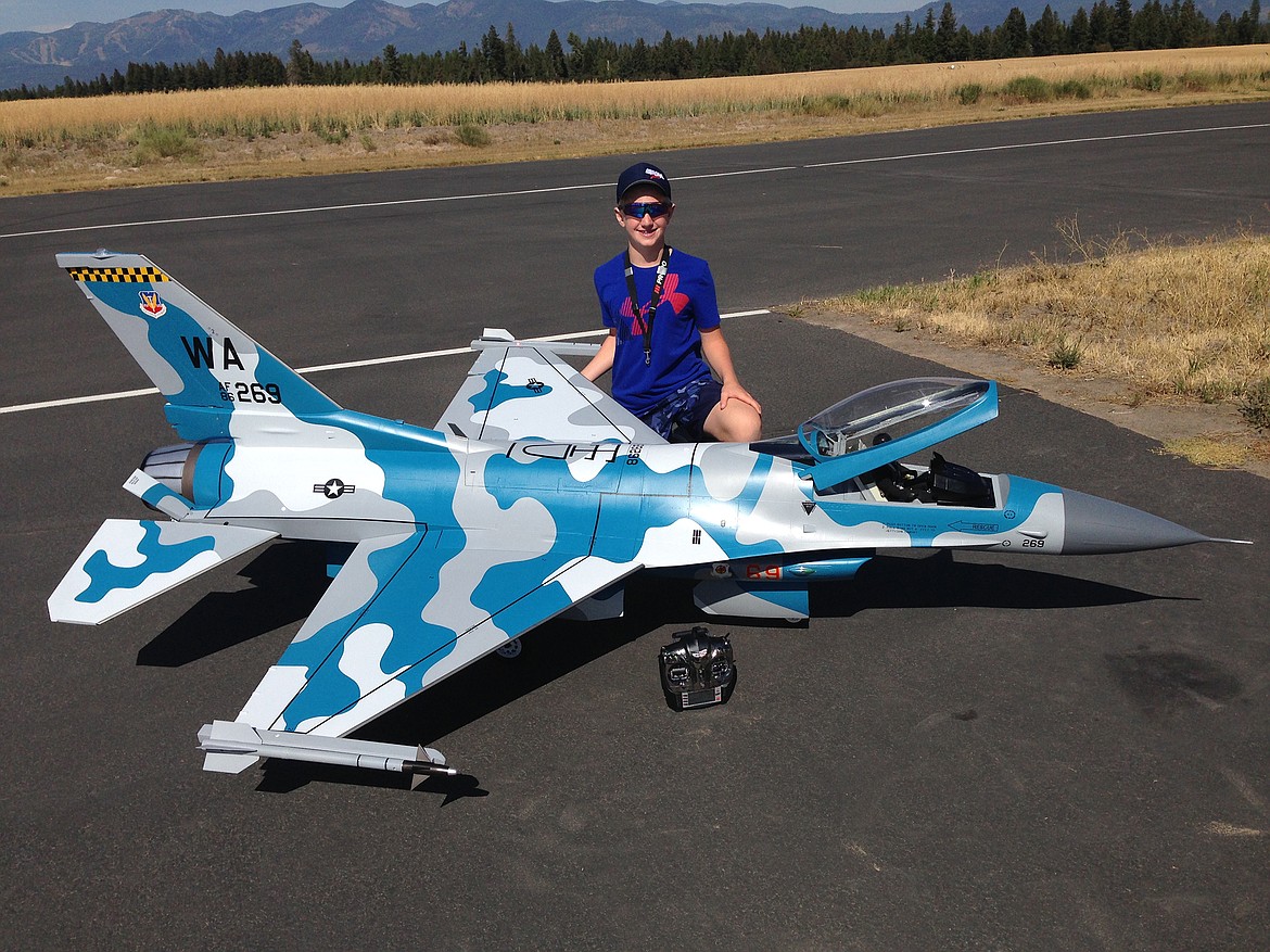Hours of work are put into each RC turbine jet, like this F-16 flown by Josh Clark. (Photo provided)
