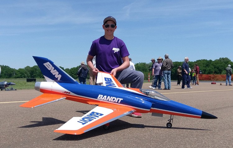 Patrick Rohrbach proudly displays one of his RC jets. (Photo provided)