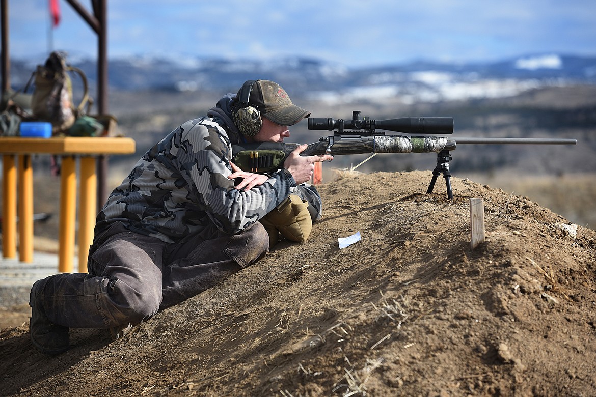 Ronan’s Darby Covey takes aim with his Ruger M77 during the Precision Rifle Series competition in Butte last month. (Jeremy Weber photos/Daily Inter Lake)