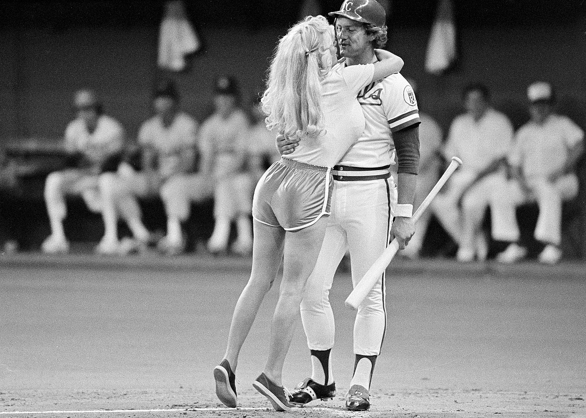 Associated Press file 
 George Brett meets the Kissing Bandit at the All-Star Game at the Kingdome in Seattle in 1979.