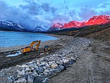 With snow cleared, Many Glacier Road work is now underway