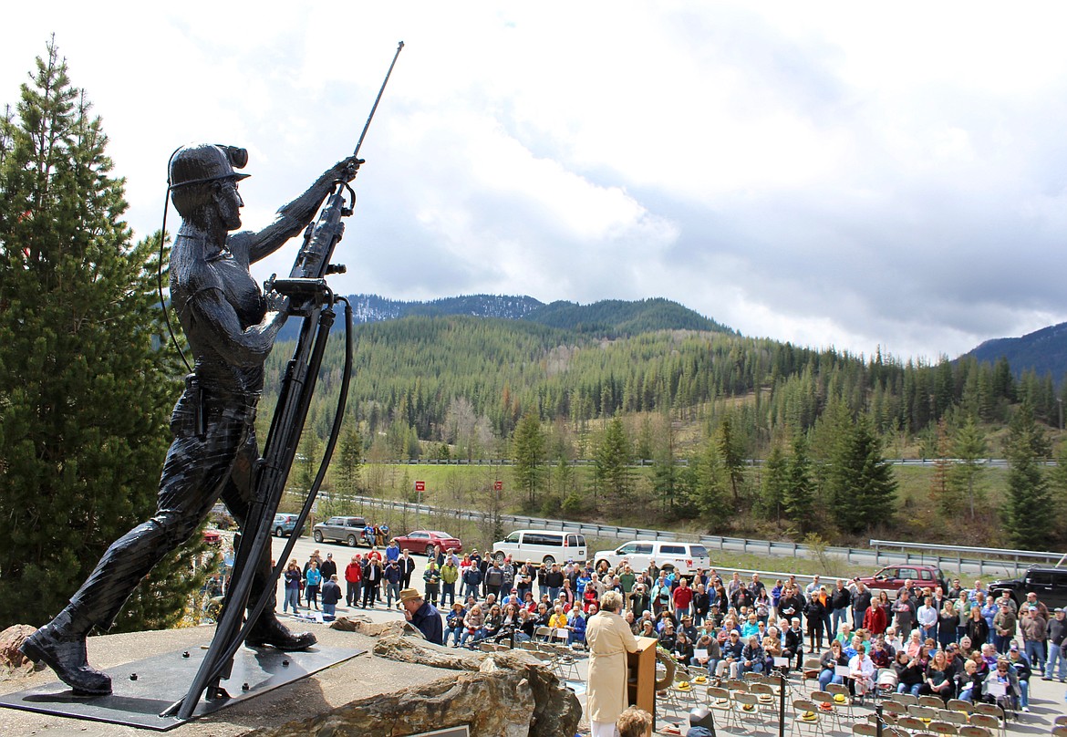 The miner at the Sunshine Mine Fire Memorial looks over attendees, gathered to pay their respects for the dead on the tragedy’s 45th anniversary.