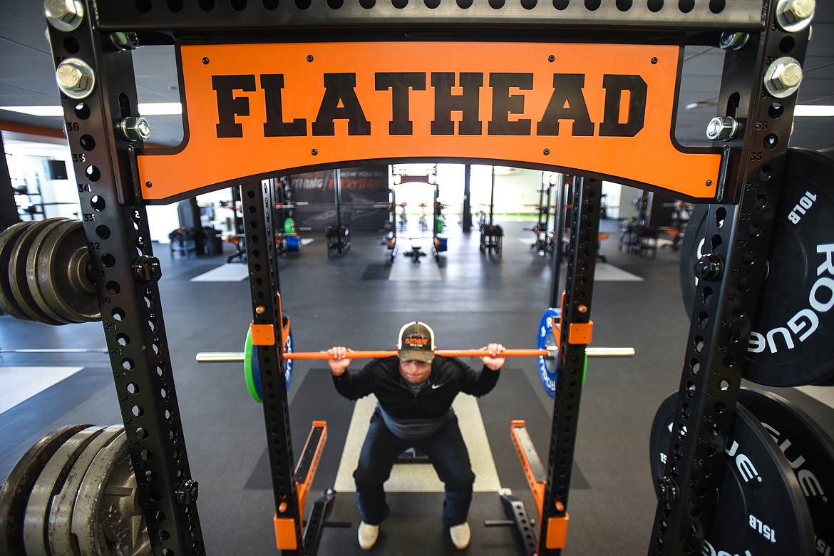 New Flathead Braves boys basketball coach Dirk Johnsrud works out inside the Brock Osweiler Performance Center at Flathead High School on Monday, May 4. (Casey Kreider/Daily Inter Lake)