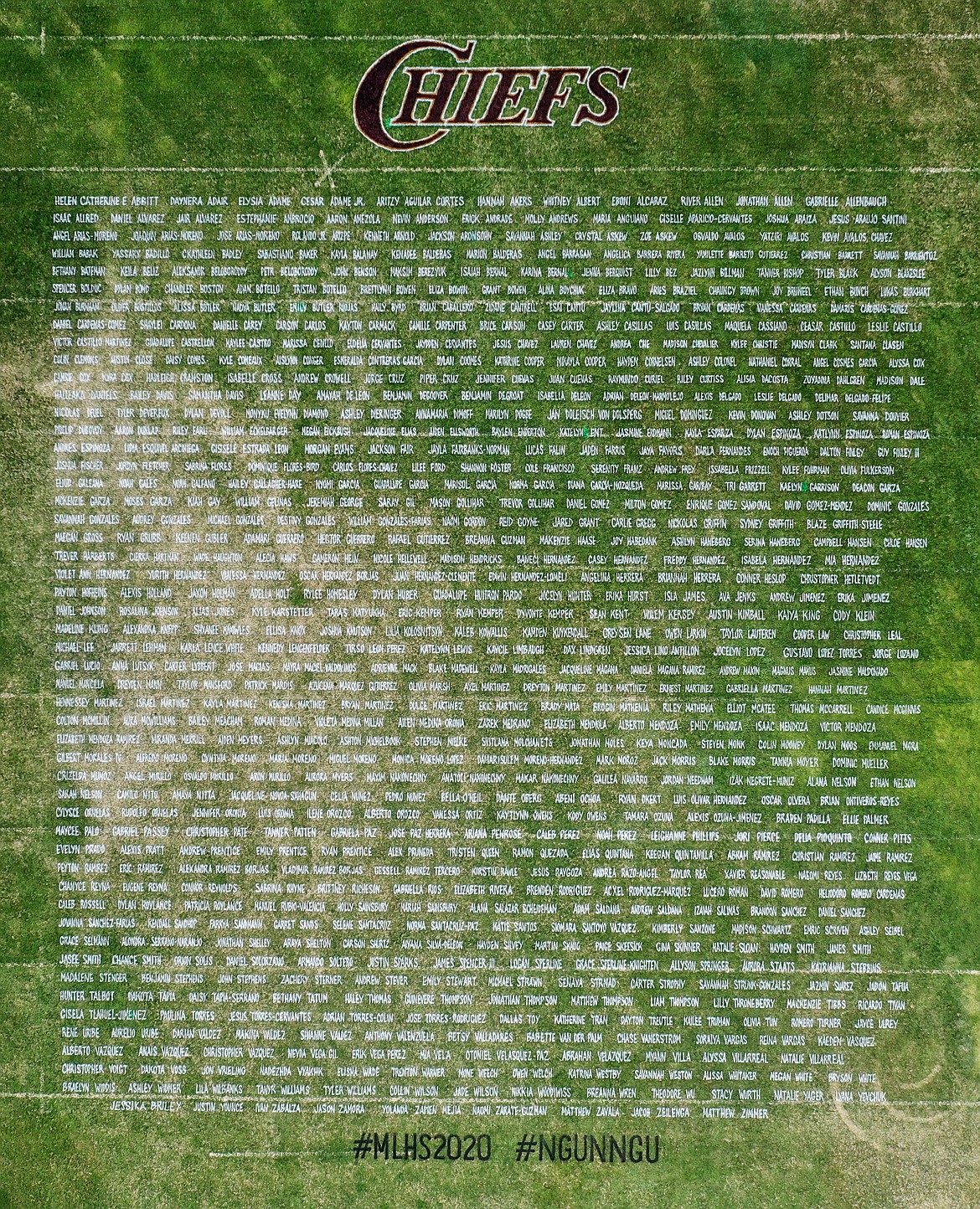 A drone’s-eye view of the Field of Chiefs at Lions Field.