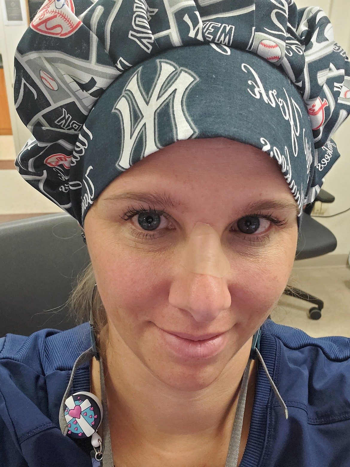 Megan Moore while on shift at Montefiore Nyack Hospital in New York, where she is helping care for COVID-19 patients. (photo provided)