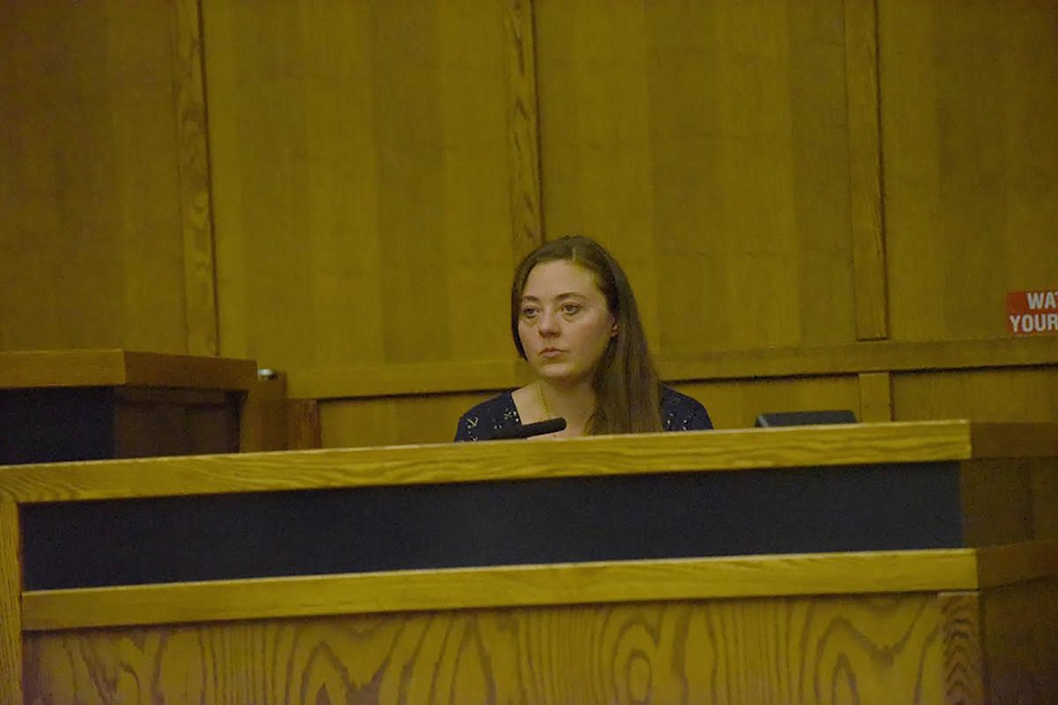 Brittainy Howk talks about her daughter, Erin Howk, at Jared Allen Parsons’ sentencing hearing Wednesday morning in Flathead District Court. Parsons was sentenced to the Montana 
 State Prison for being drunk while driving in a crash that killed the 15-year-old girl. (Scott Shindledecker/Daily Inter Lake)