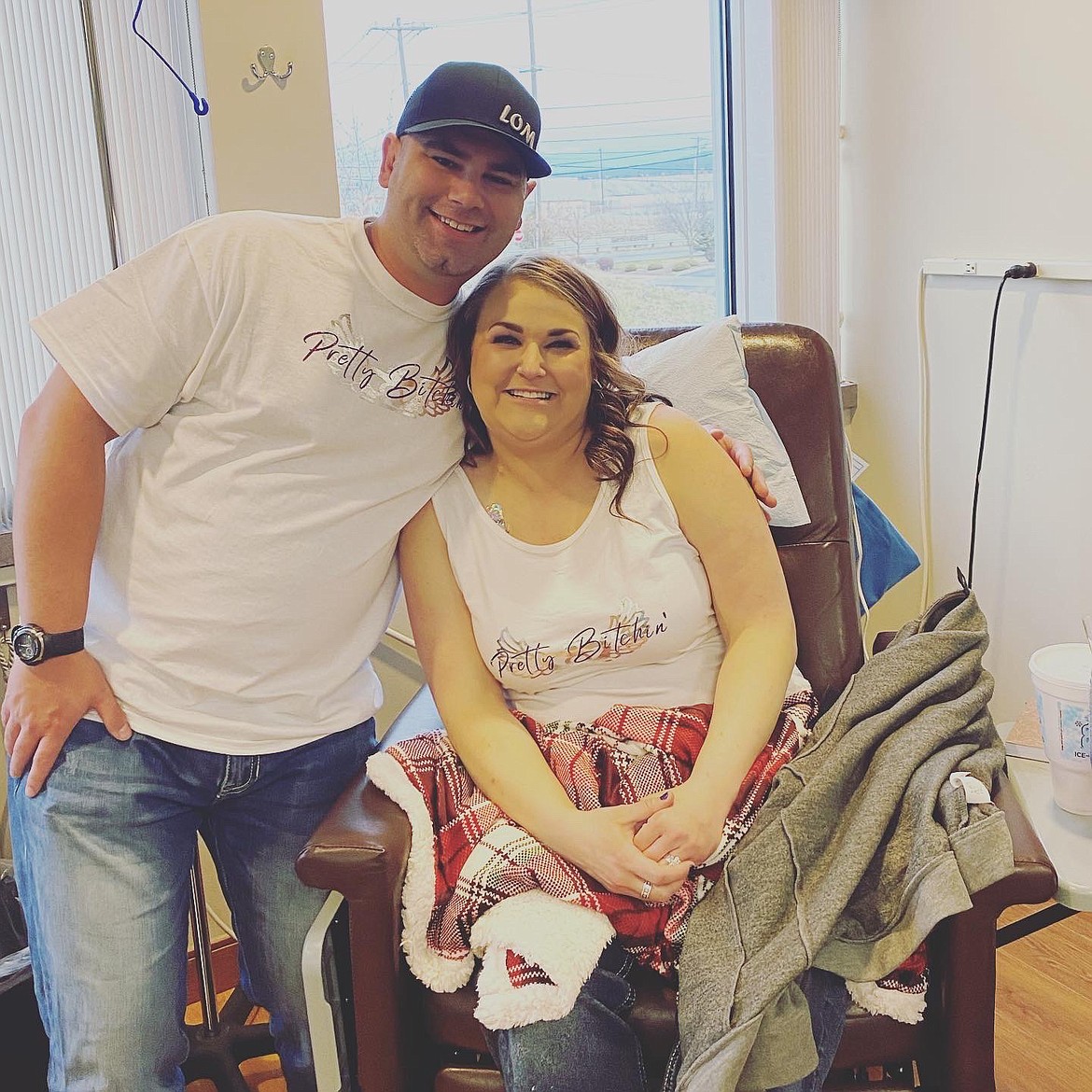 Dusti and Tara Zerbo smile together after Tara’s second round of chemotherapy at Cancer Care Northwest in Spokane in December, 2019.