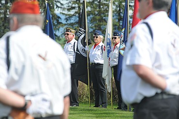 The United Veterans of the Flathead Valley present military honors at Glacier Memorial Gardens cemetery on Memorial Day, May 25. (Matt Baldwin/Daily Inter Lake)