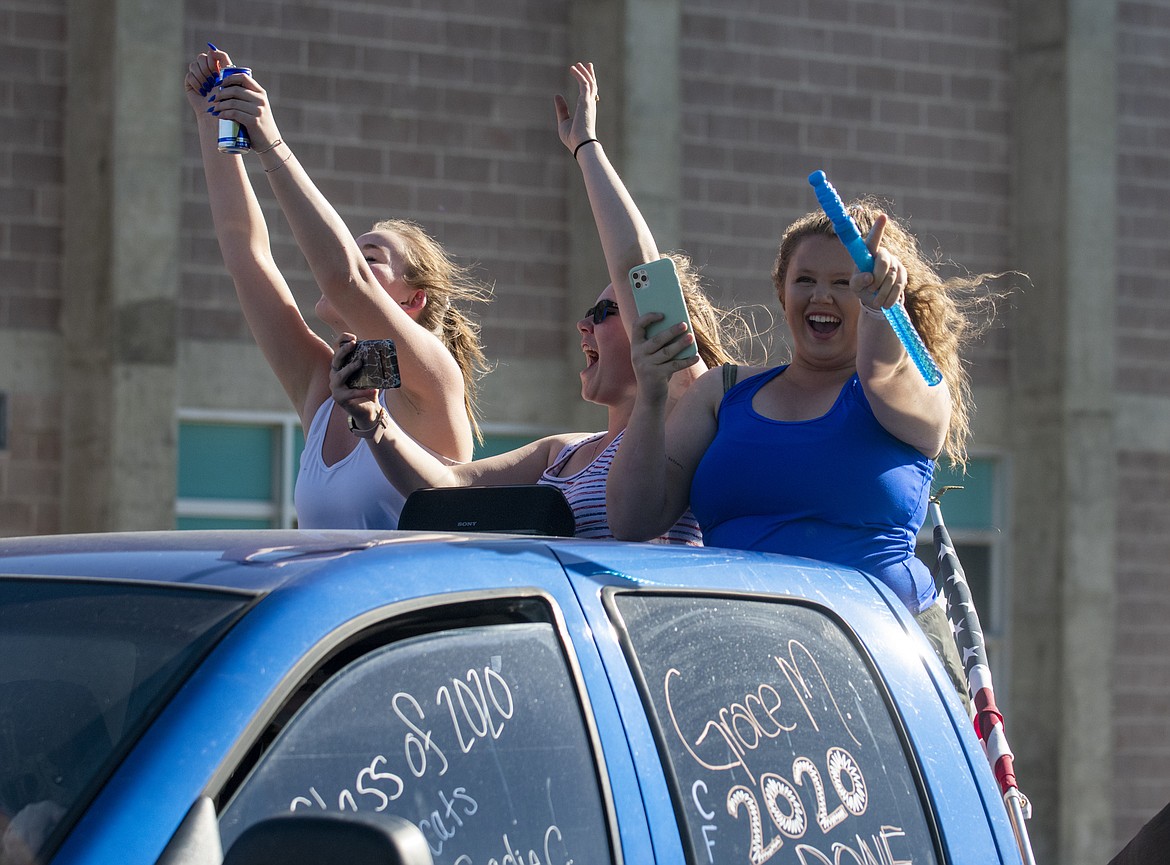 Seniors are all smiles during the Columbia Falls High School Class of 2020 senior cruise Friday night.