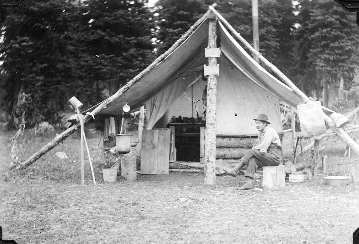 Fred Derry Lookout man on Mt. Aneas camp in Jewel Basin 1914 &15 Echo Dist. 
 Courtesy of the U.S. Forest Service