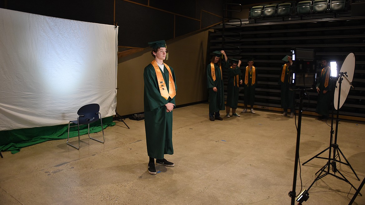 Caden Means smiles for a still photo during the filming of the 2020 graduation video. (Daniel McKay/Whitefish Pilot)