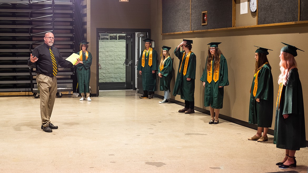 Whitefish High School Principal Kerry Drown inspires his students during the filming of the 2020 graduation video. (Daniel McKay/Whitefish Pilot)