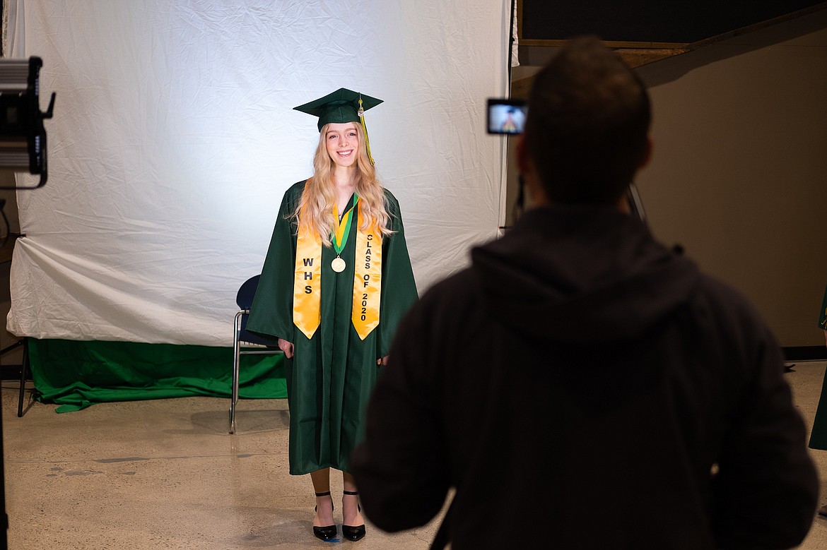 Jordan Hayes poses for a still photo during the filming of the 2020 graduation video. (Daniel McKay/Whitefish Pilot)