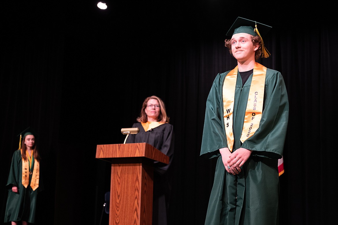 Torin Kelley poses for his moment during the filming of the 2020 graduation video. (Daniel McKay/Whitefish Pilot)