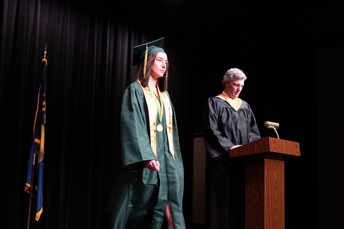 Payton Kastella strides forward during the filming of the 2020 graduation video. (Daniel McKay/Whitefish Pilot)