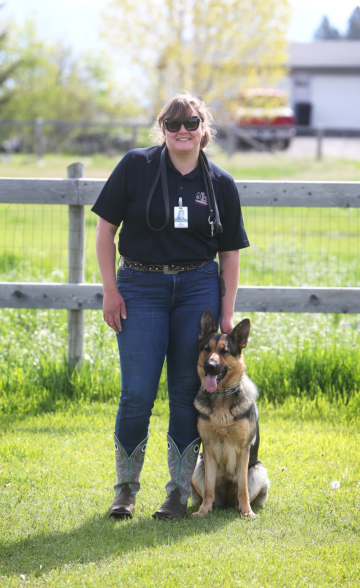 Amanda Rehmer of Lorenzo’s Dog Training Team: Montana is pictured with her 1  -year-old German Shepherd, Hylia. Rehmer became a dog trainer after an injury forced her to leave the Army.
(Mackenzie Reiss/Daily Inter Lake)