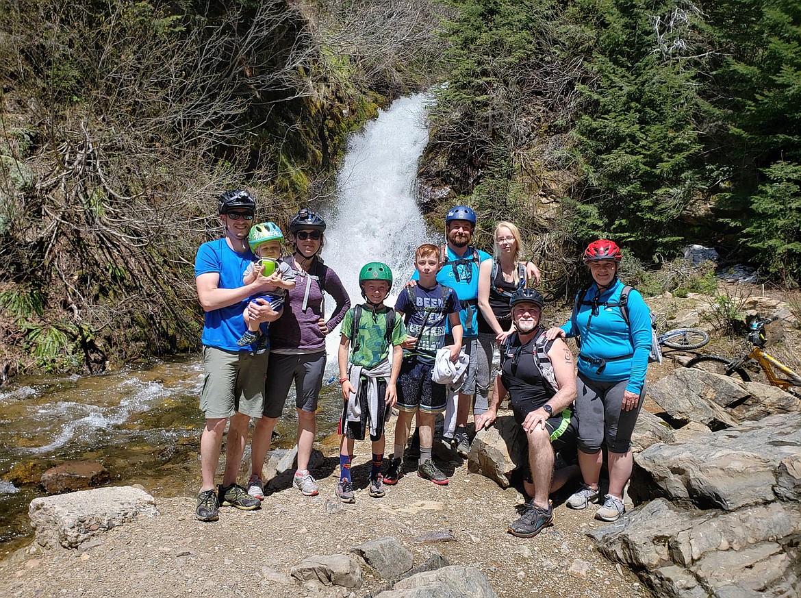 A bike adventure for all. From left, are Christopher Quinlivan, Onyx Quinlivan, Amy Quinlivan, Tucker Desoto, Isaac Desoto, Zach Desoto, Nile Desoto, Morris Hill and Barbara Hill.