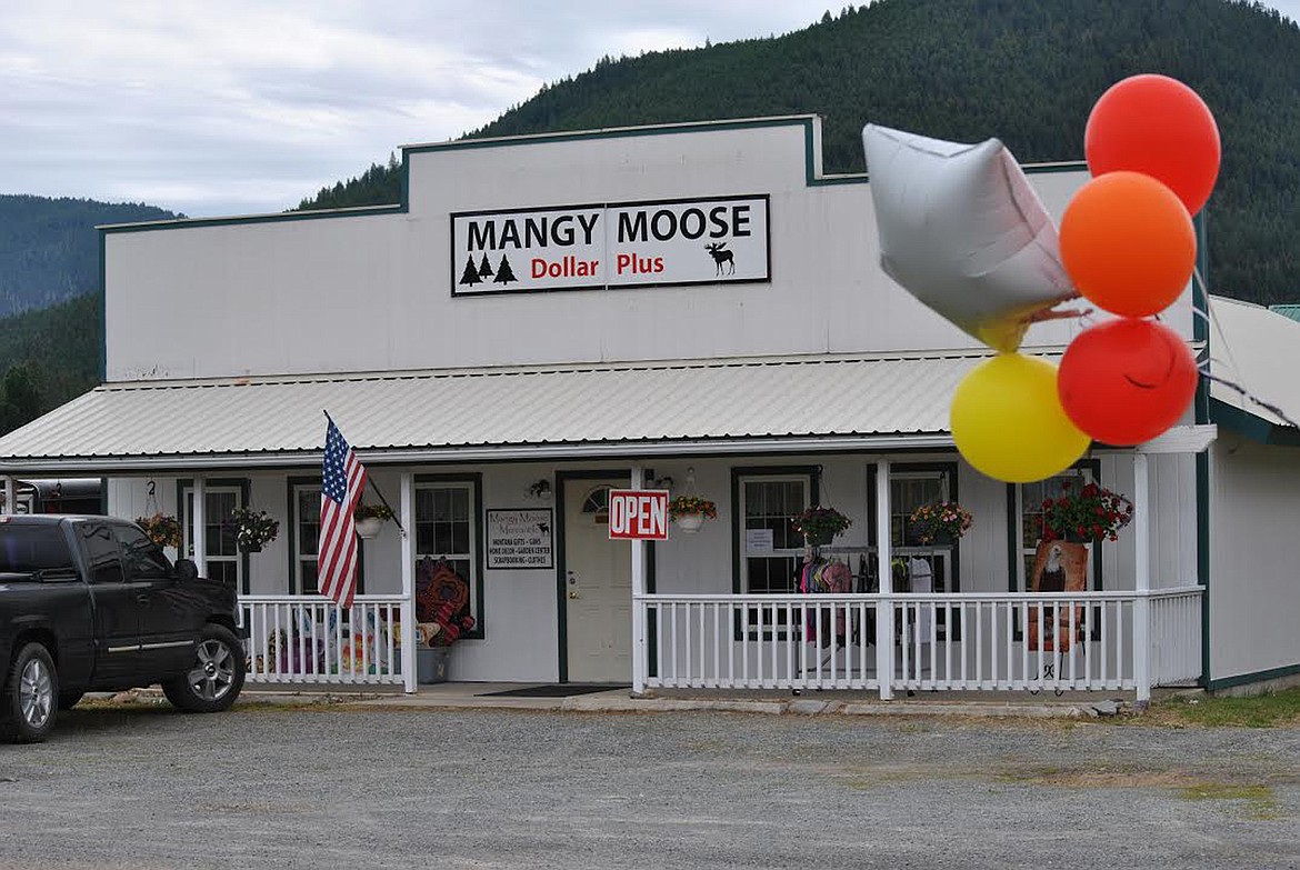 Balloons displayed out front of the new Mangy Moose store in St. Regis greet customers on its opening on June 1. (Amy Quinlivan/Mineral Independent)