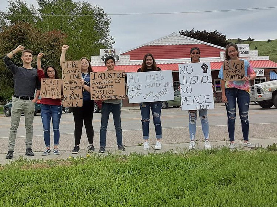 Some young Plains residents showed their support for the Black Lives Matter movement Monday, June 1. (Courtesy photo)