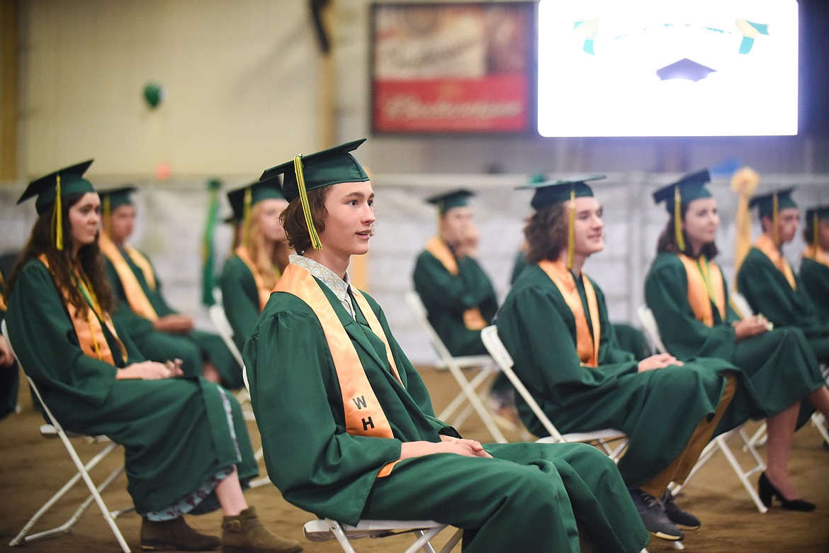 Students sat spaced out in the Majestic Valley Arena during Saturday's Whitefish High School Graduation. (Daniel McKay/Whitefish Pilot)