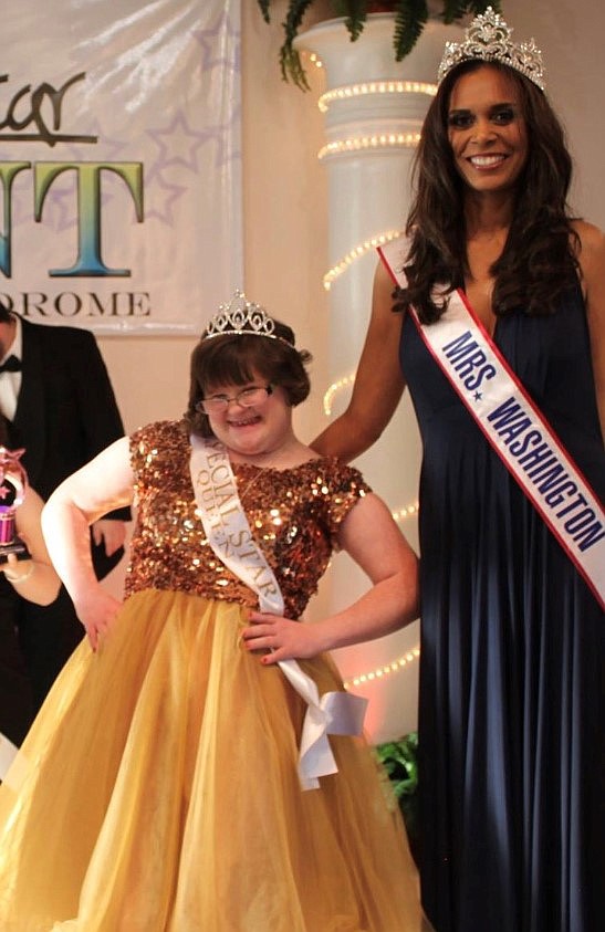 Alex Boorman, left, with Mrs. Washington 2015 Dionne Tarter, enjoys being named the 2019 Special Star.