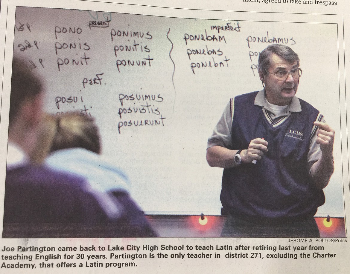 Joe Partington, teaching Latin at Lake City High in 2005.