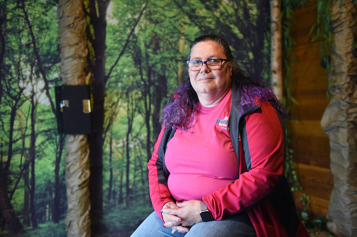 Patty Holcomb, owner at Hidden Key Escape Games in Whitefish, is pictured in the North Fork Cabin room on Tuesday, June 30. (Casey Kreider/Daily Inter Lake)